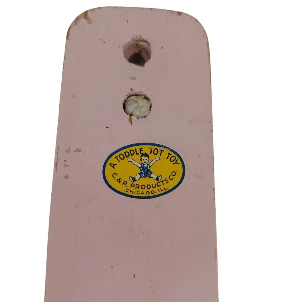 Vtg Child’s Pink Wooden Days Of The Week Clothes Hanger Pigs Toddle Toys Decor